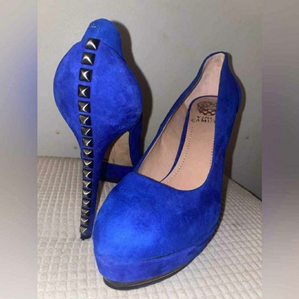 Vince Camuto Designer Royal Blue High Heel Studded Pump Size 6.5